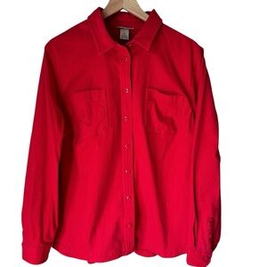 Classic Red Button-Up Women's Top
